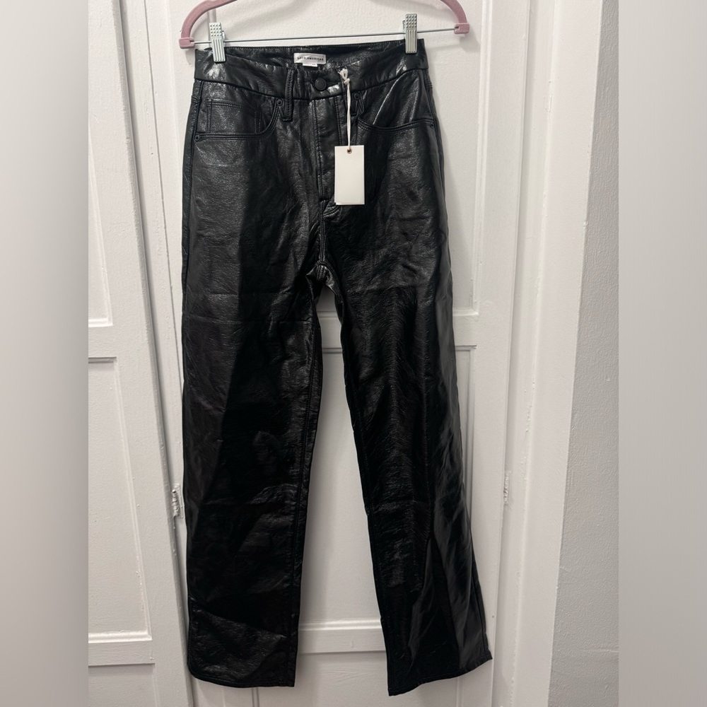 Good American Black Faux Leather Pants